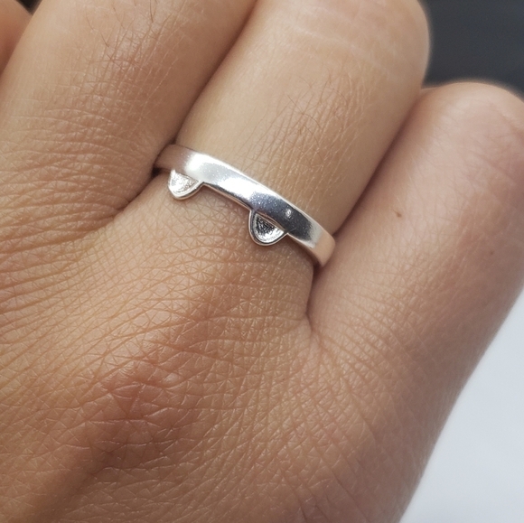 925 Sterling Silver Cartoon Kitten Footprint Adjustable Ring - Picture 2 of 11